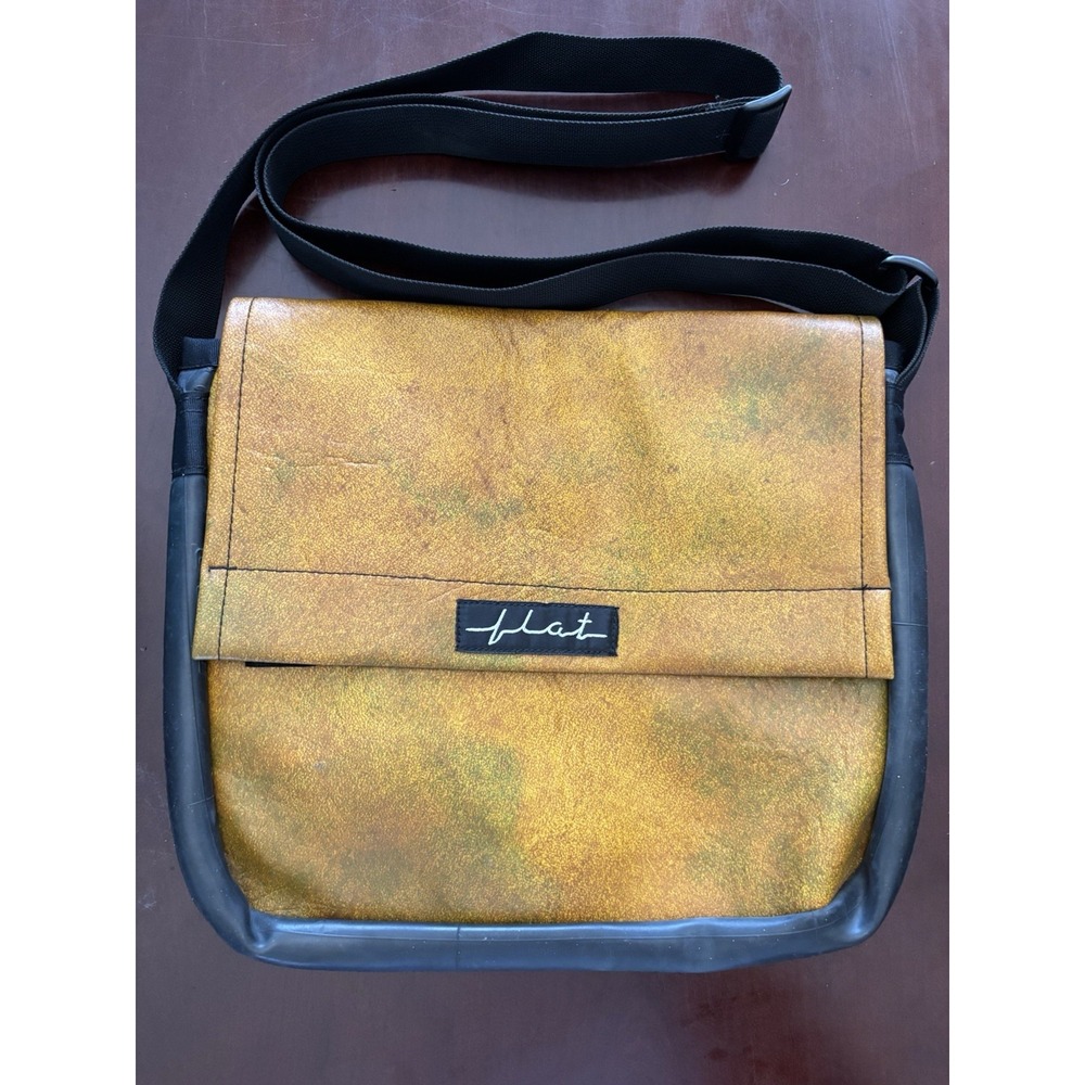 FLAT Brand Aspen Gold Crossbody Bag Recycled Bicycle Inner Tube Eco Purse